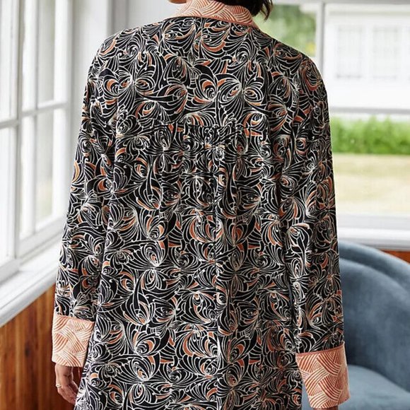 By Anthropologie Mix Print Top Buttondown Tunic S M & LP - Picture 4 of 8